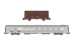 Jouef HJ4183 - H0 - 2-tlg. Set Dienstzug DEV Inox + G4, SNCF, Ep. IV-V